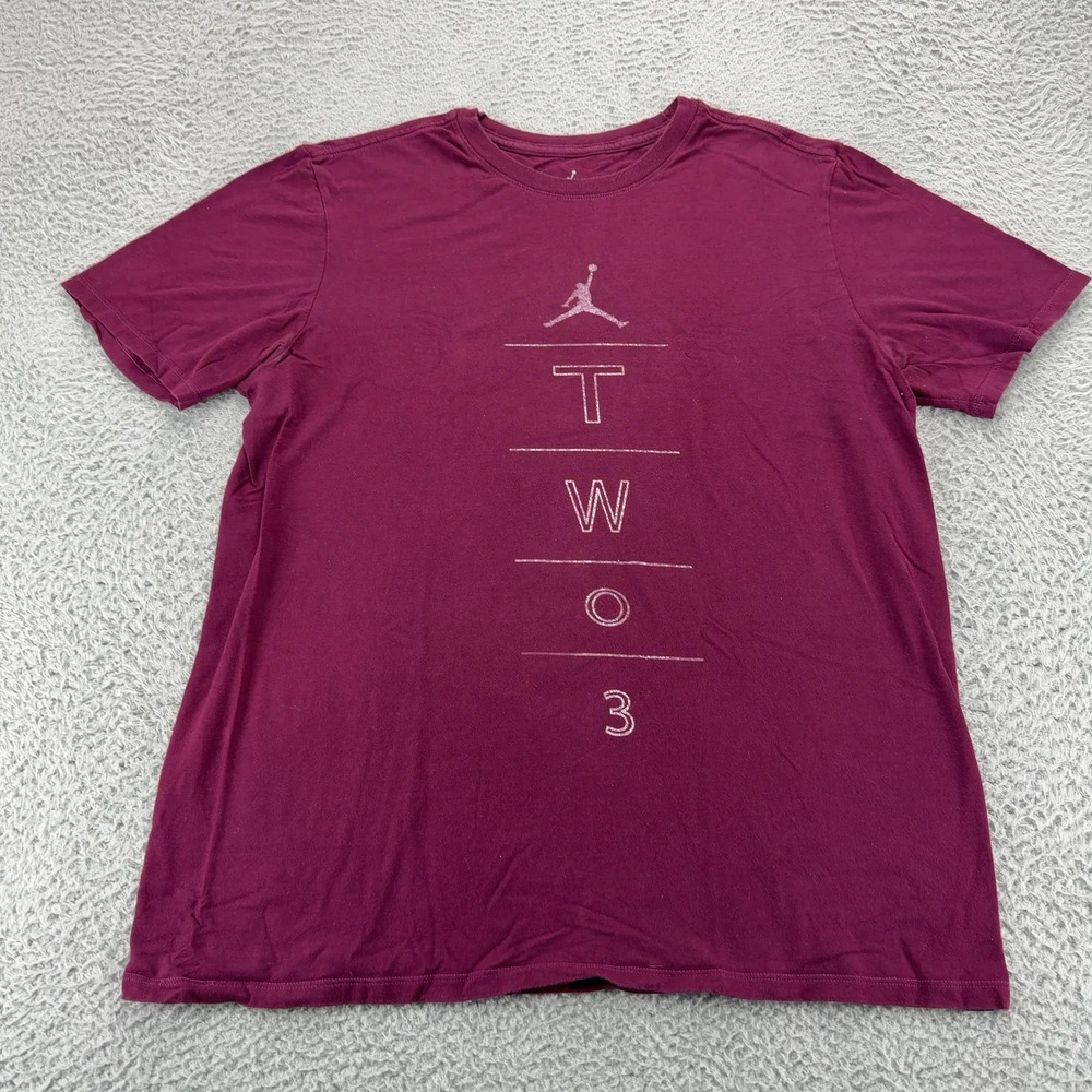 Jordan T-Shirt Mens Large Burgundy TWO3 Jumpman Graphic Short Sleeve Tee